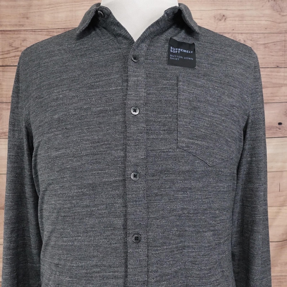 New! Marc Anthony Shirt Mens M Gray L/S Button-Up Supremely Soft Slim Fit